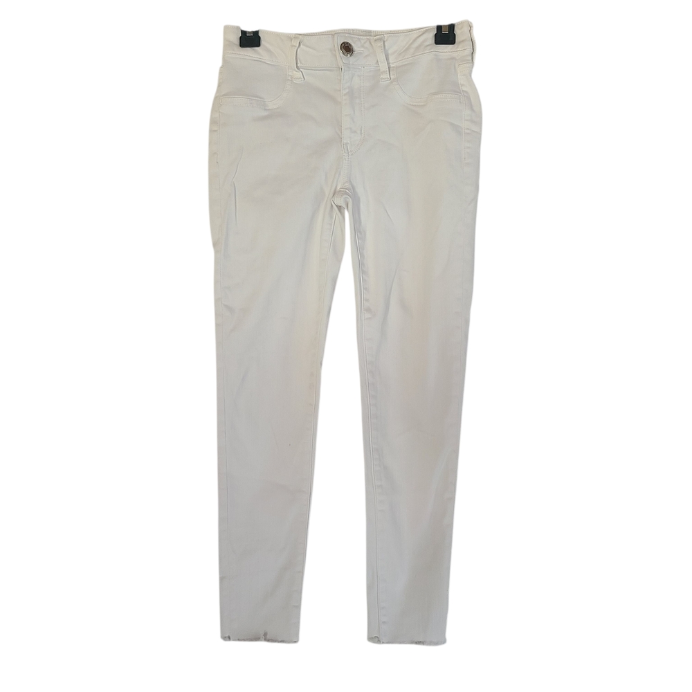 AE White Ne(x)t Level Stretch Raw Hem Cropped Jeggings Size 4